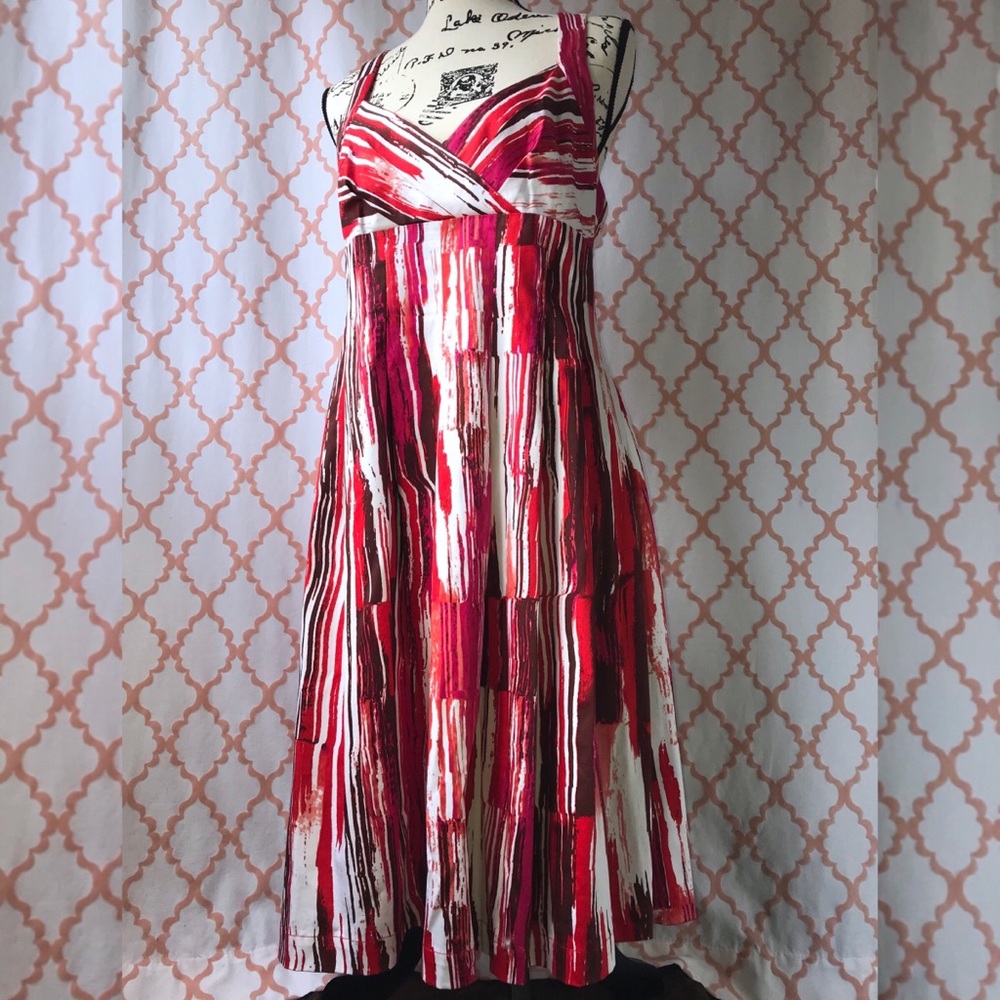 Calvin Klein Red & White Abstract Print Dress